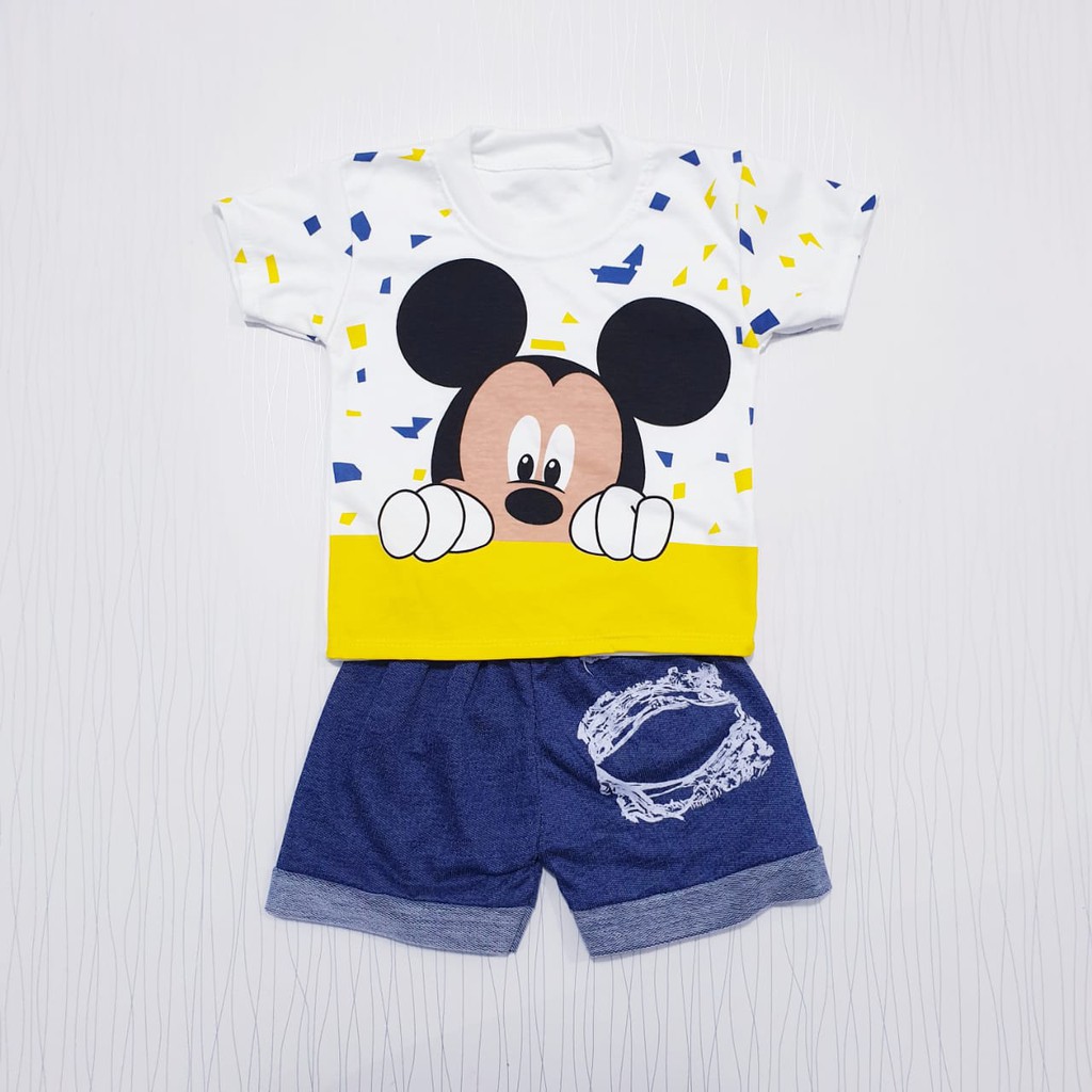 setelan baju anak laki-laki mickey / pakaian bayi cowo casual