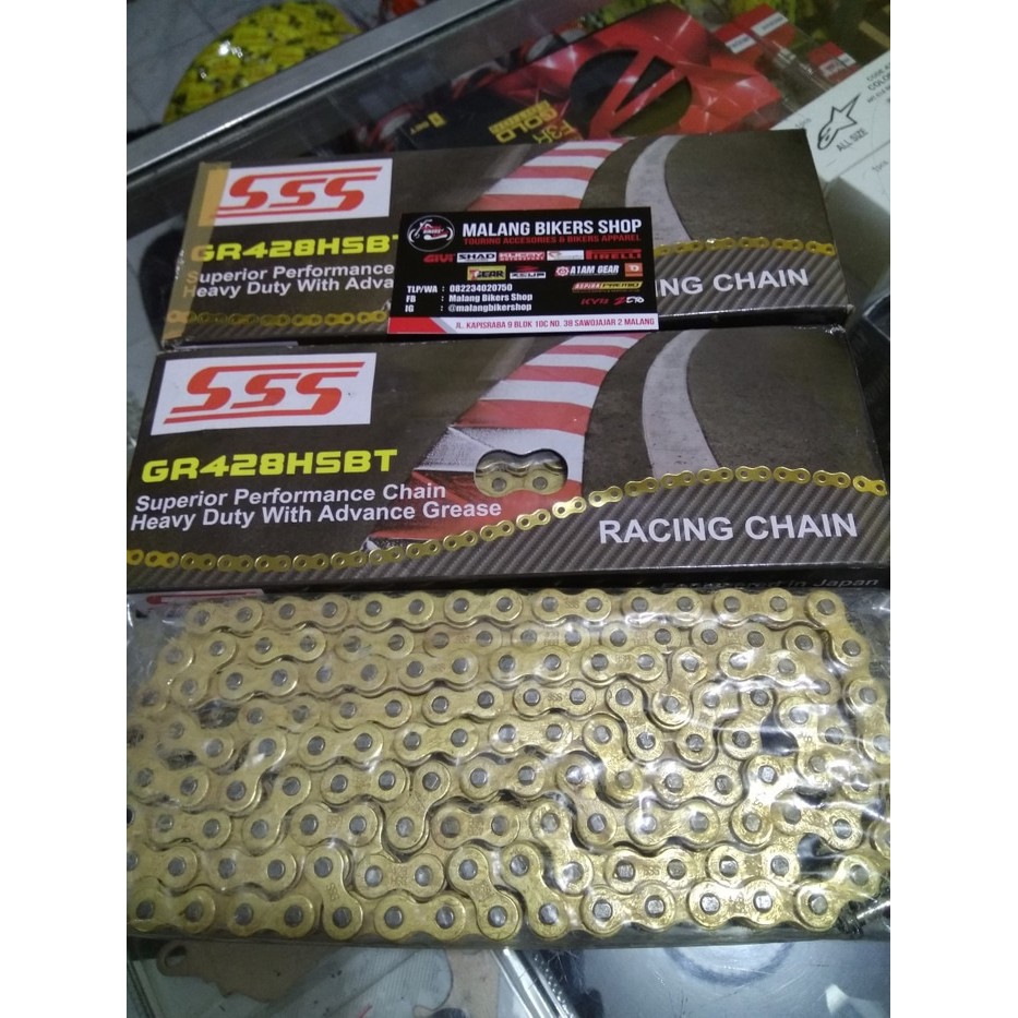 Drive Chain Sss 428HSB Warna Biru Merah Dan Gold 428HSBT panjang 130 140L