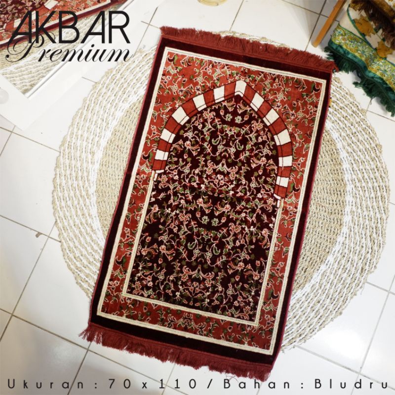 Sajadah turki tebal beludru Premium motif rawdah sajadah bulu halus sajadah dewasa ukuran 70×110 cm