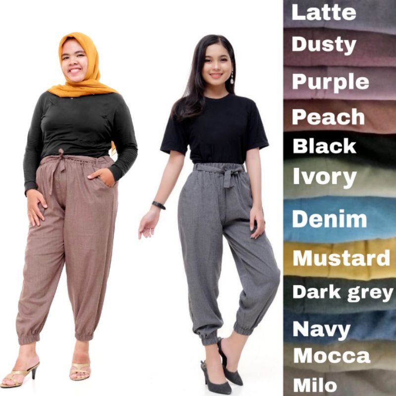 Celana Joger Wanita Jumbo dan Standar SUPER PREMIUM Katun Supernova Tebal Bawahan Wanita-1