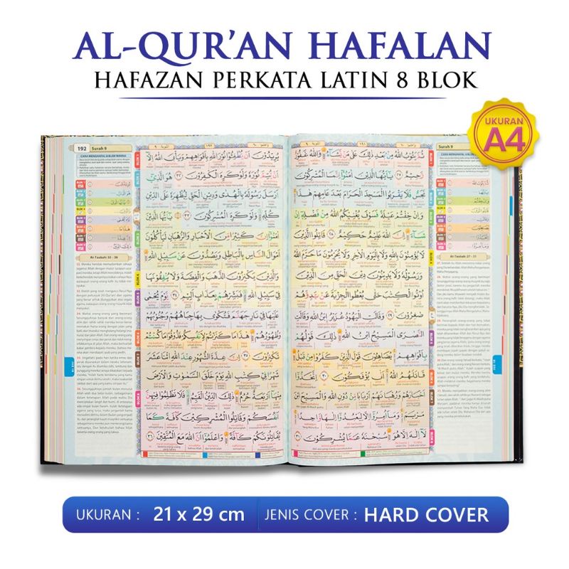 Al Quran Hafazan 8 Blok Perkata Latin Uk.A4 (Besar)