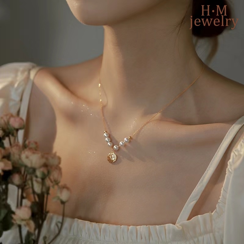 Kalung Rantai Clavicle Simple Dengan Liontin Mutiara Untuk Wanita 2022