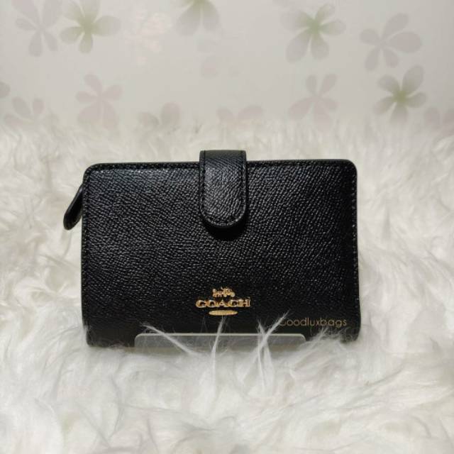ORIGINAL Dompet Coach Medium Corner Zip Wallet Black