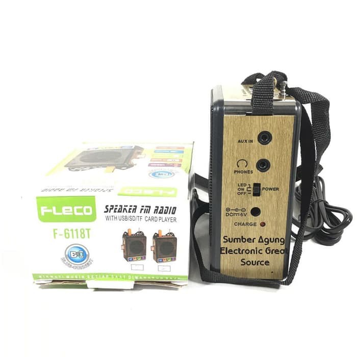 Speaker FM Radio X-Bass Fleco F6118T 6118 AC DC Cas Baterai Portable