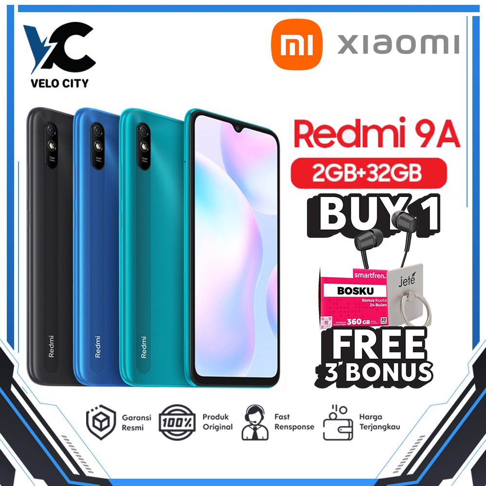 Xiaomi Redmi 9A 2/32GB 6.53&quot; HD AI Face Unlock Original - Garansi Resmi TAM 1 Tahun
