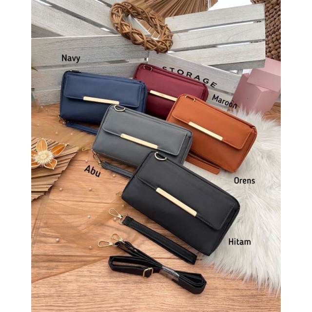 slingbag tas dompet wanita panjang simple banyak ruang muat kartu uang dan hp android terbaru ala fa