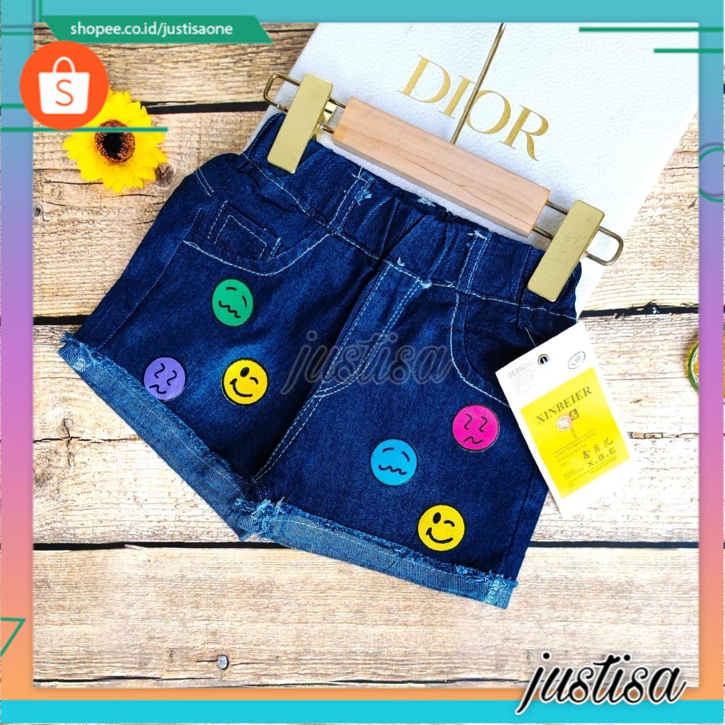 Promo !! Celana anak perempuan import / Hot pants emoji smiley six ukuran 2-4 tahun