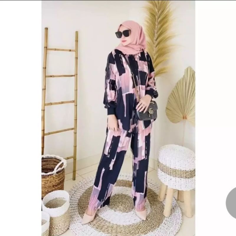 BELLE ONE SET / SETELAN RAYON DAILY ONE SET BAJU SETELAN WANITA KEKINIAN-One set(BLACKPINK)