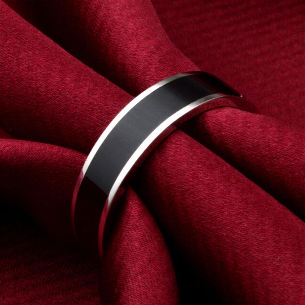 Lily Black Titanium Band Cincin Fashion Nikah Pasangan Lebar 4/6MM