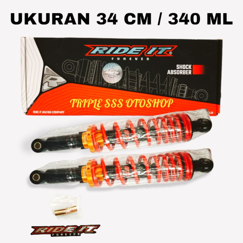 SKOK SHOCK ABSORBER VARIASI BELAKANG RIDE IT ( SATU SET ) UKURAN 34 CM / 340 ML WARNA MERAH SUPRA X 