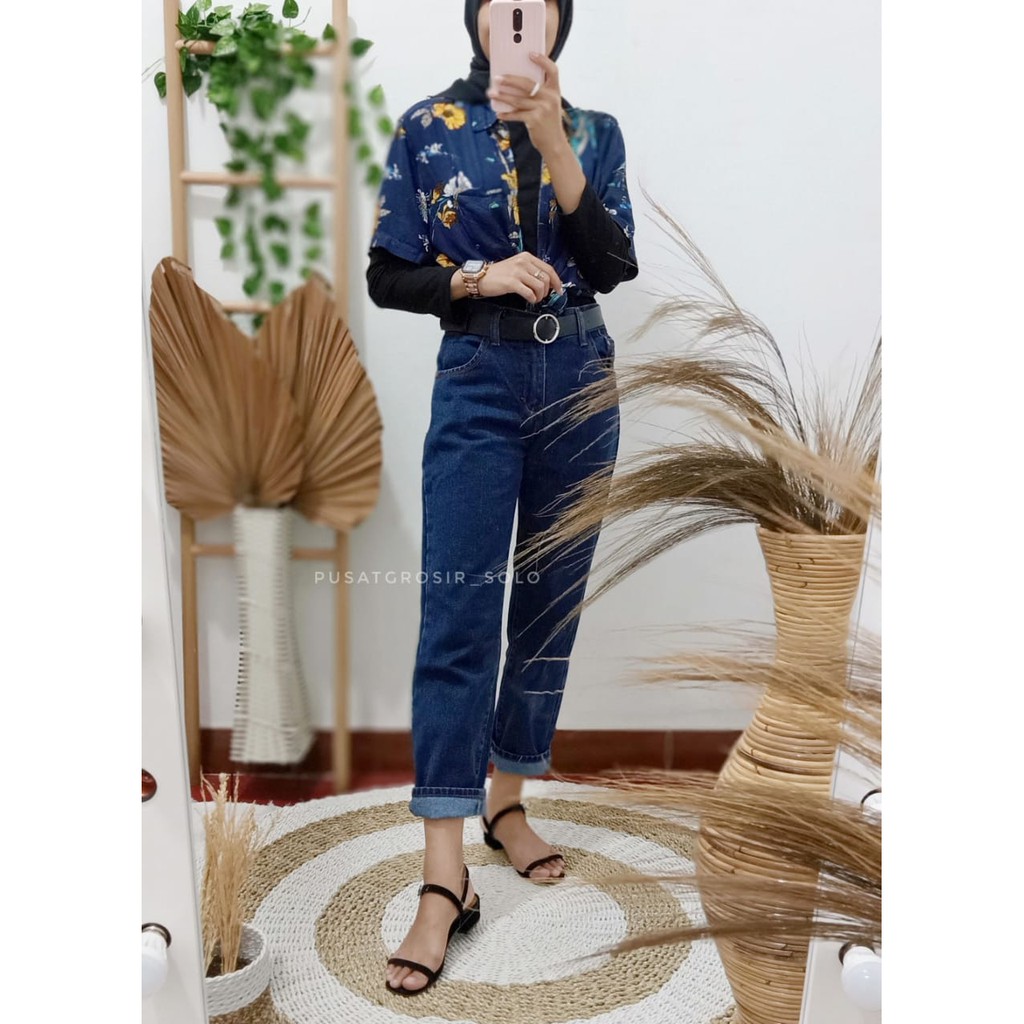 PREMIUM CELANA WANITA PLAIN BOYFRIEND JEANS PUSATGROSIR_SOLO/ CELANA JEANS PREMIUM