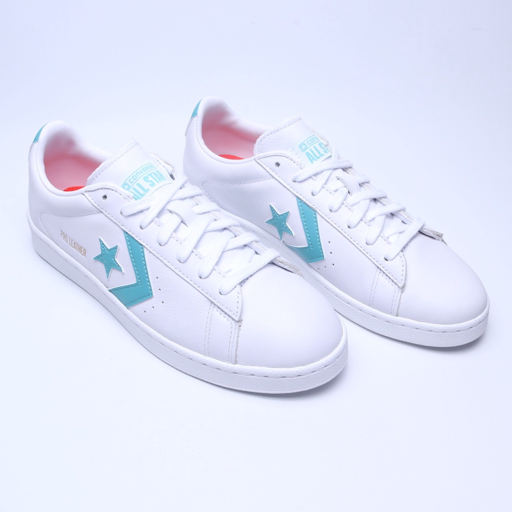 Sepatu Converse Unisex Pro leather ox White/Bright Poppy/White Sneakers Men BNIB
