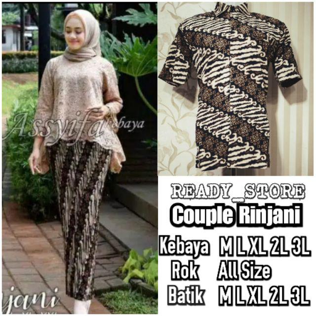 [COD] KEBAYA COUPLE RINJANI MODERN SIZE M - 3L  JUMBO-Mocca