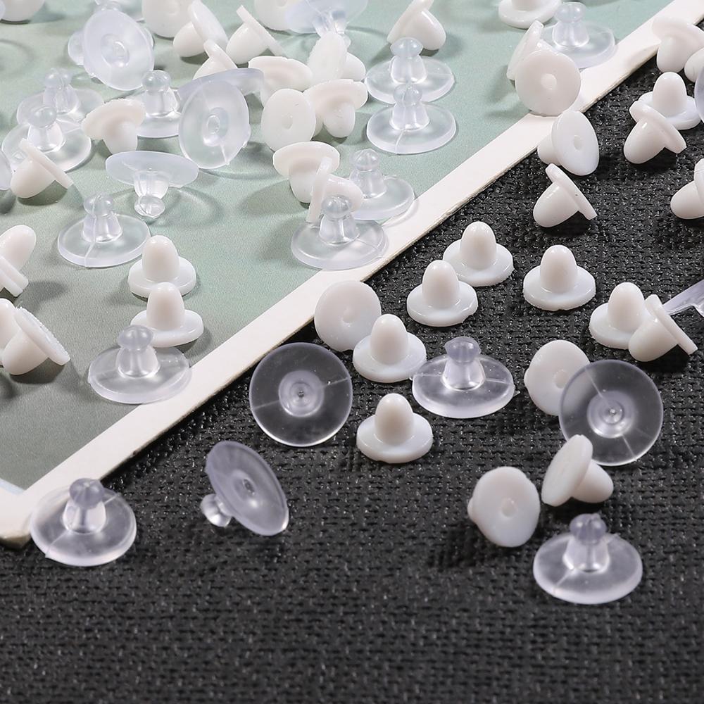 100-200 Pcs / Lot Stopper Anting Bentuk Bulat Bahan Plastik