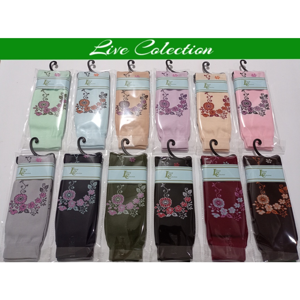 kaos kaki jempol wanita muslimah motif bunga