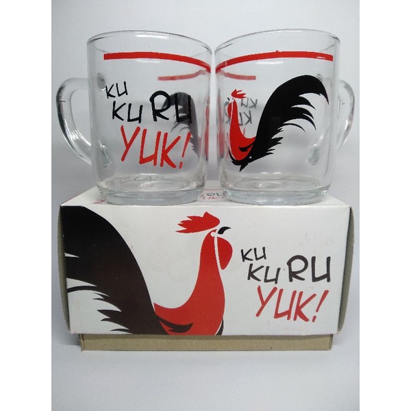 (Garansi 100%) TEA SET GELAS KACA SET SOVENIR SET ISI 2 PCS GELAS KARAKTER