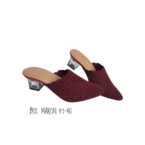 SANDAL selop HAK KACA 5CM/slop rajut/rajut import/ sepatu kaca/ fashion cewek