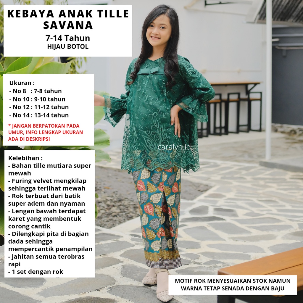 KEBAYA ANAK SET SAVANA KEBAYA TILLE 7-14 TAHUN