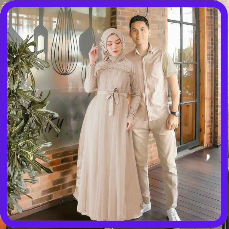 Gamis Couple Keluarga Terbaru 2021 Remaja Model gamis Pesta Kondangan elegan simple Bhn tulle