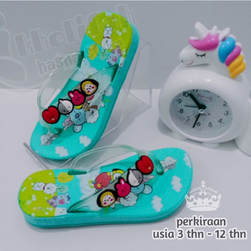 SANDAL JEPIT ANAK PEREMPUAN KARAKTER BT21 BTS LUCU IMUT 24-35 393d/c
