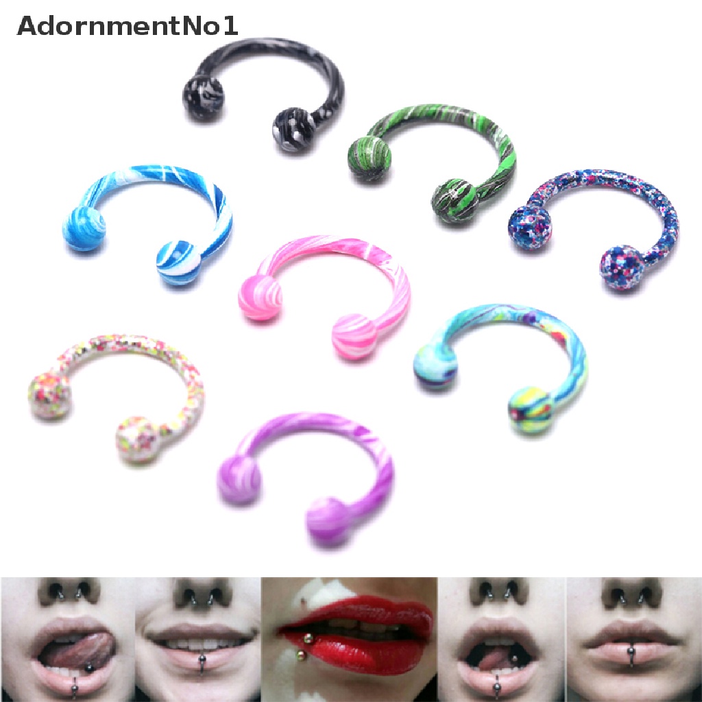 (AdornmentNo1) 8pcs / Set Cincin Tindik Hidung / Tubuh Bahan Baja Desain Sepatu Kuda Untuk Pria / Wanita