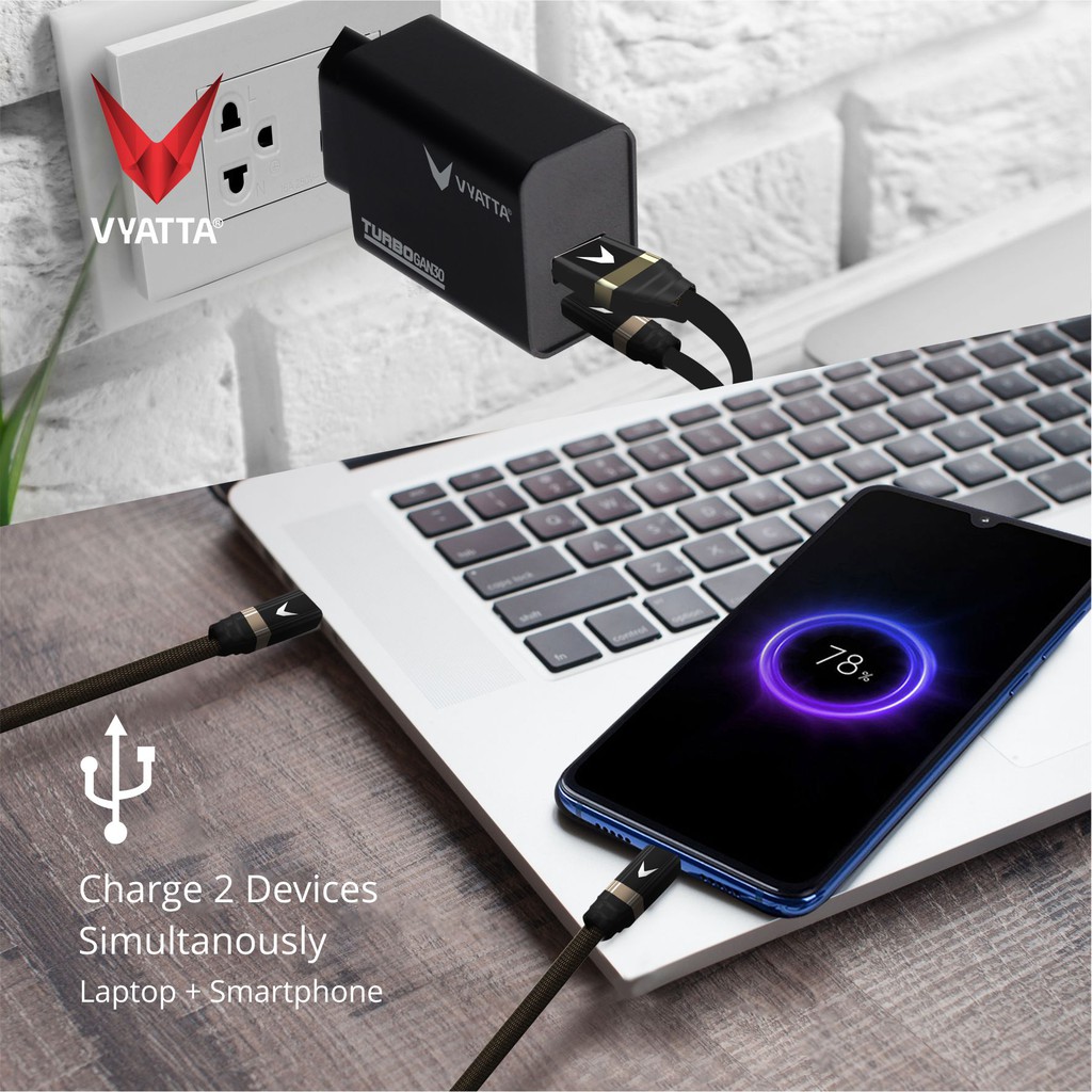 VYATTA TURBO GAN 30W Dual PD+QC/VOOC Fast Charger-iPhone 12 Fast Charger, Samsung S21, OPPO, Macbook