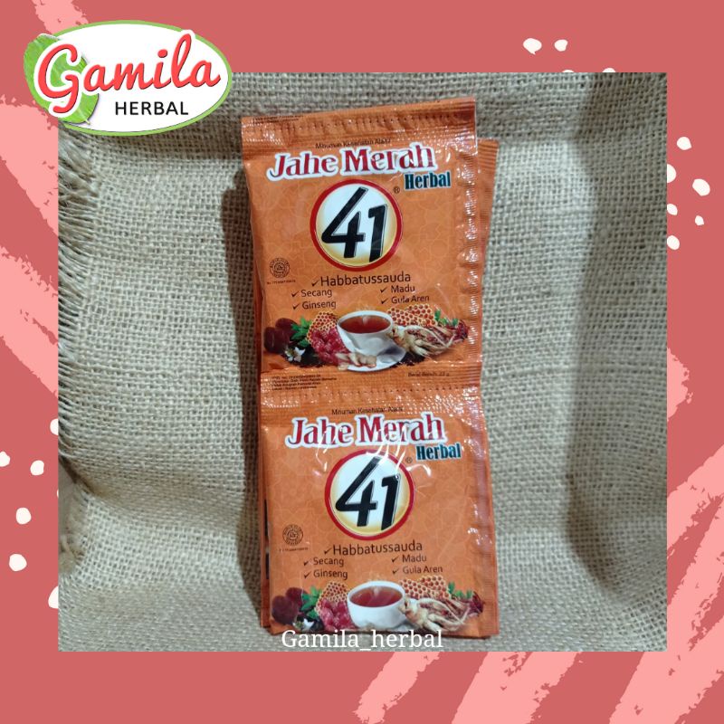 

jahe 41 herbal renceng / habbatussauda + secang + ginseng + madu + gula aren