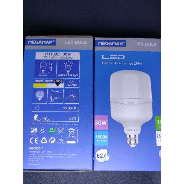 MEGAMAN LAMPU BULB LED 30 WATT PUTIH,SNI TEKNOLOGI GERMAN