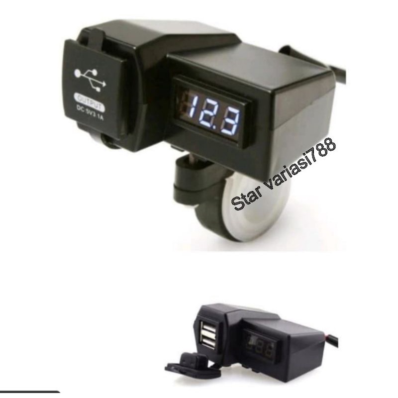 Charger voltmeter digital motor dual USB