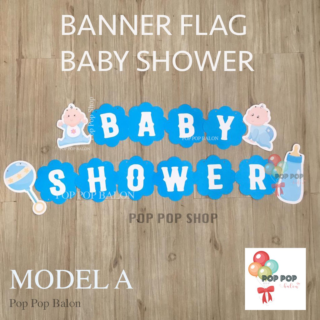 Banner Flag Bunting Flag Motif Baby Shower Boy Blue Biru Shopee Indonesia