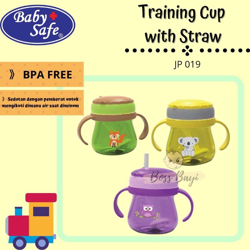 BABY SAFE Training Cup Weighted Straw 250ml Cangkir Bayi Anak Sedotan JP019