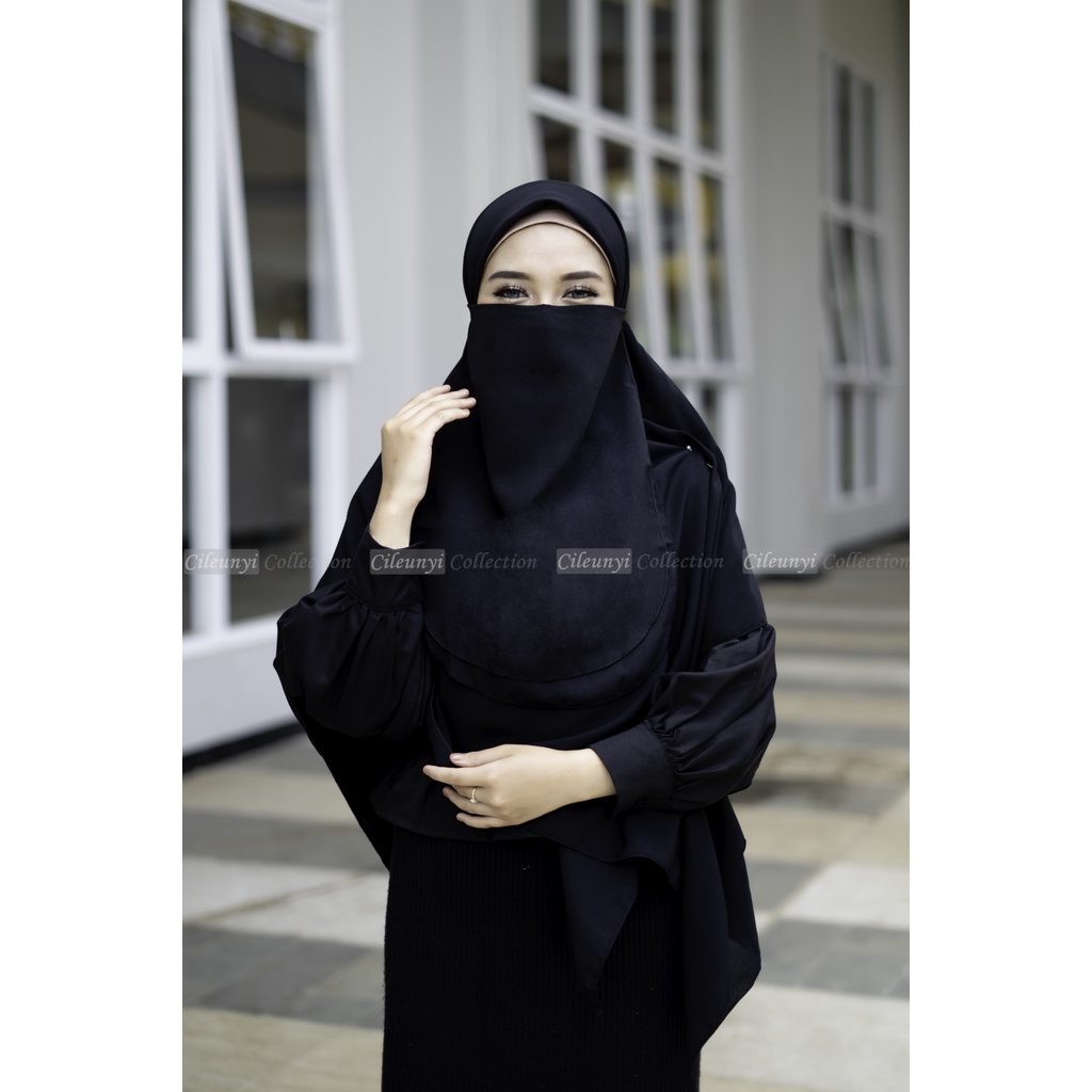 Cileunyi Collection Cadar Tali 2 Layer Wolfis Tanpa Jahitan Di Bawah Mata / Niqab Ninja / Cadar Tali2 Leyer / Niqob Muslim / Tali2Layer Woolpeach Murah Gratis Ongkir Model Terbaru 2022