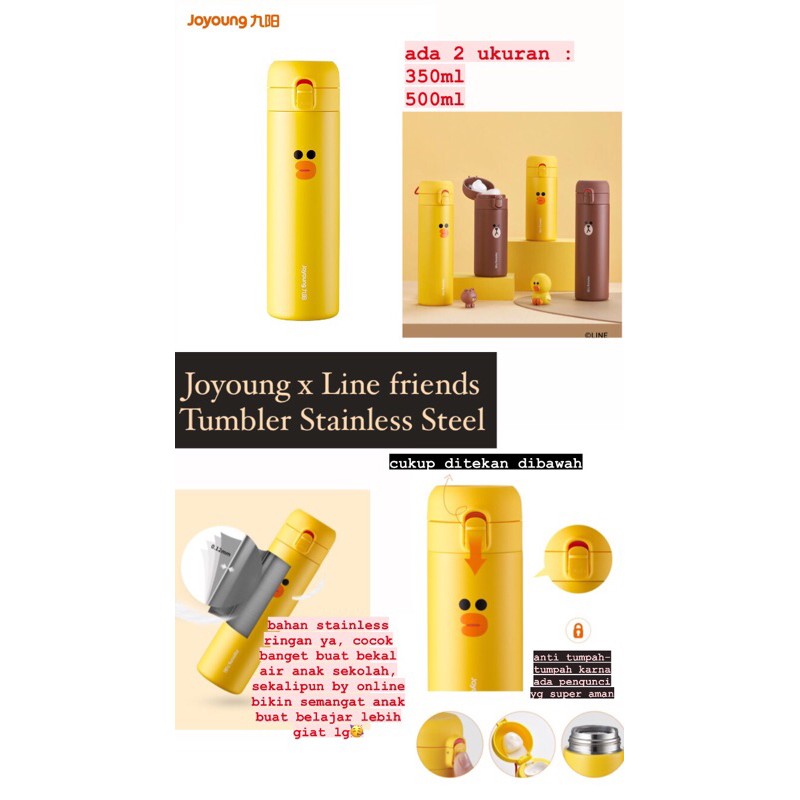 Joyoung x Line friends Tumbler Thermos Brown 350ml dan 500ml
