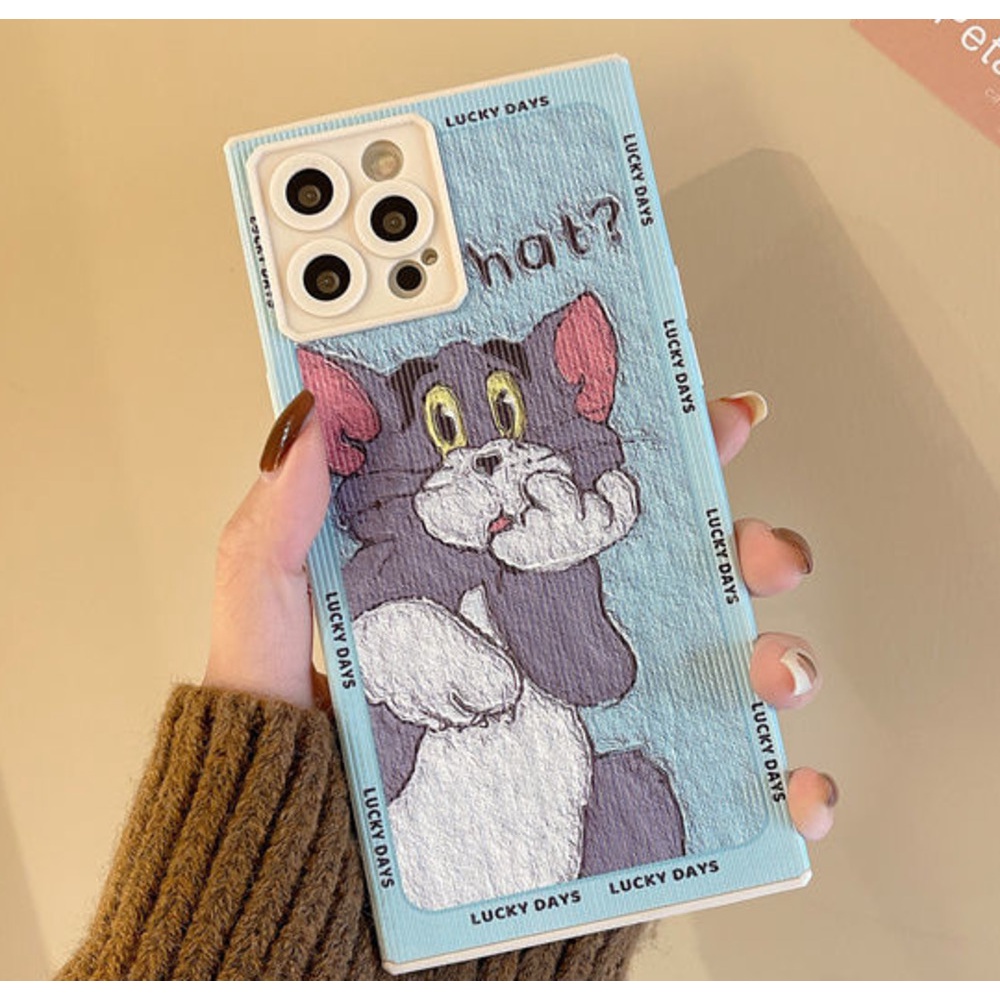 Perlindungan Kamera dengan Desain Kucing dan Mouse Casing Ponsel untuk iPhone 12 13 11 Pro Max X Xs Max Xr 7 8 Plus Soft Case Mahl