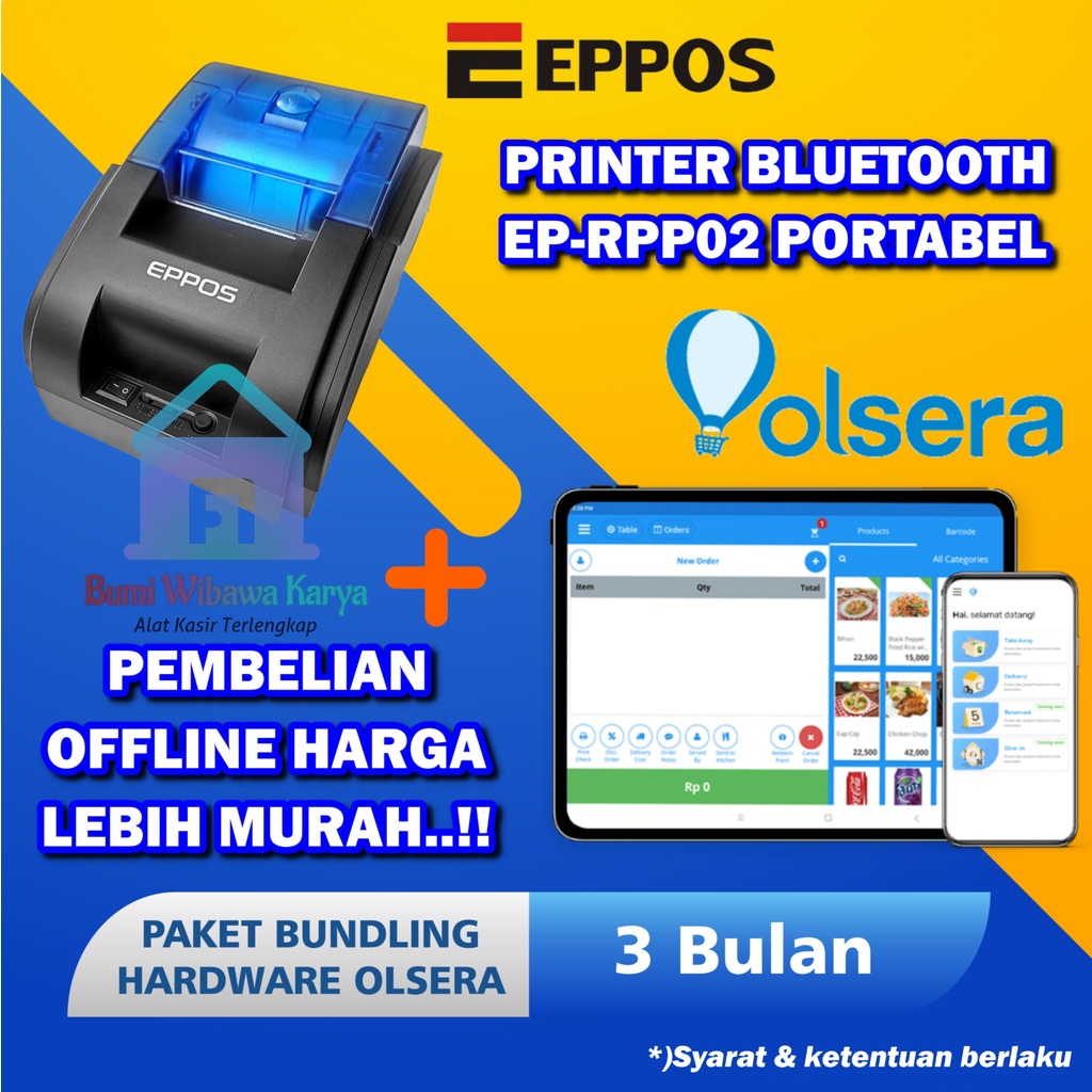 

PRINTER BLUETOOTH EP-RPP02 + APLIKASI KASIR PREMIUM OLSERA 3 BULAN