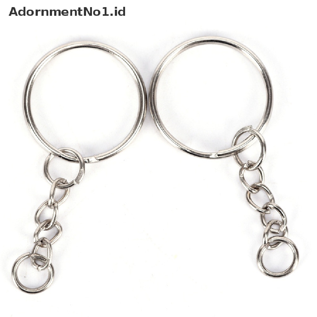 (AdornmentNo1) 50pcs Ring Gantungan Kunci Diameter 25mm Warna Silver