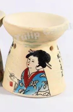 Disc.50% Tungku Aromaterapi / Oil Burner Kecil Ceramic Import Motif Jepang