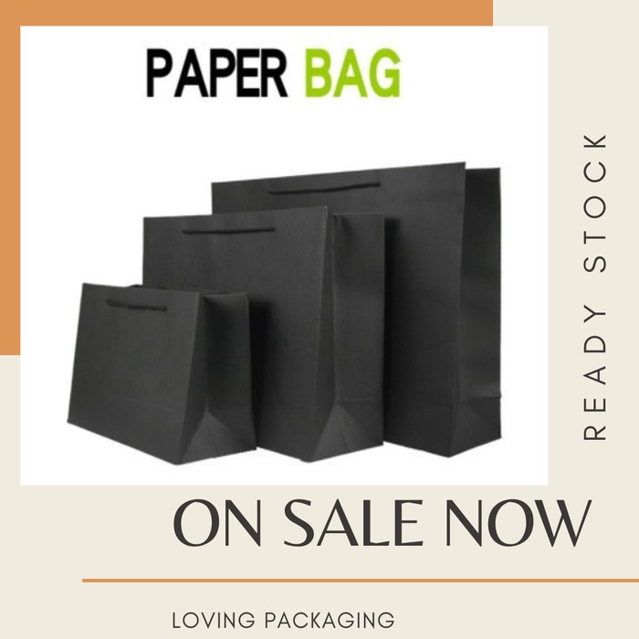 

PROMO BLACK SERIES // KANTONG PAPERBAG HITAM ELEGAN POLOS KANTONG KEMASAN - 29 X 9 X 21