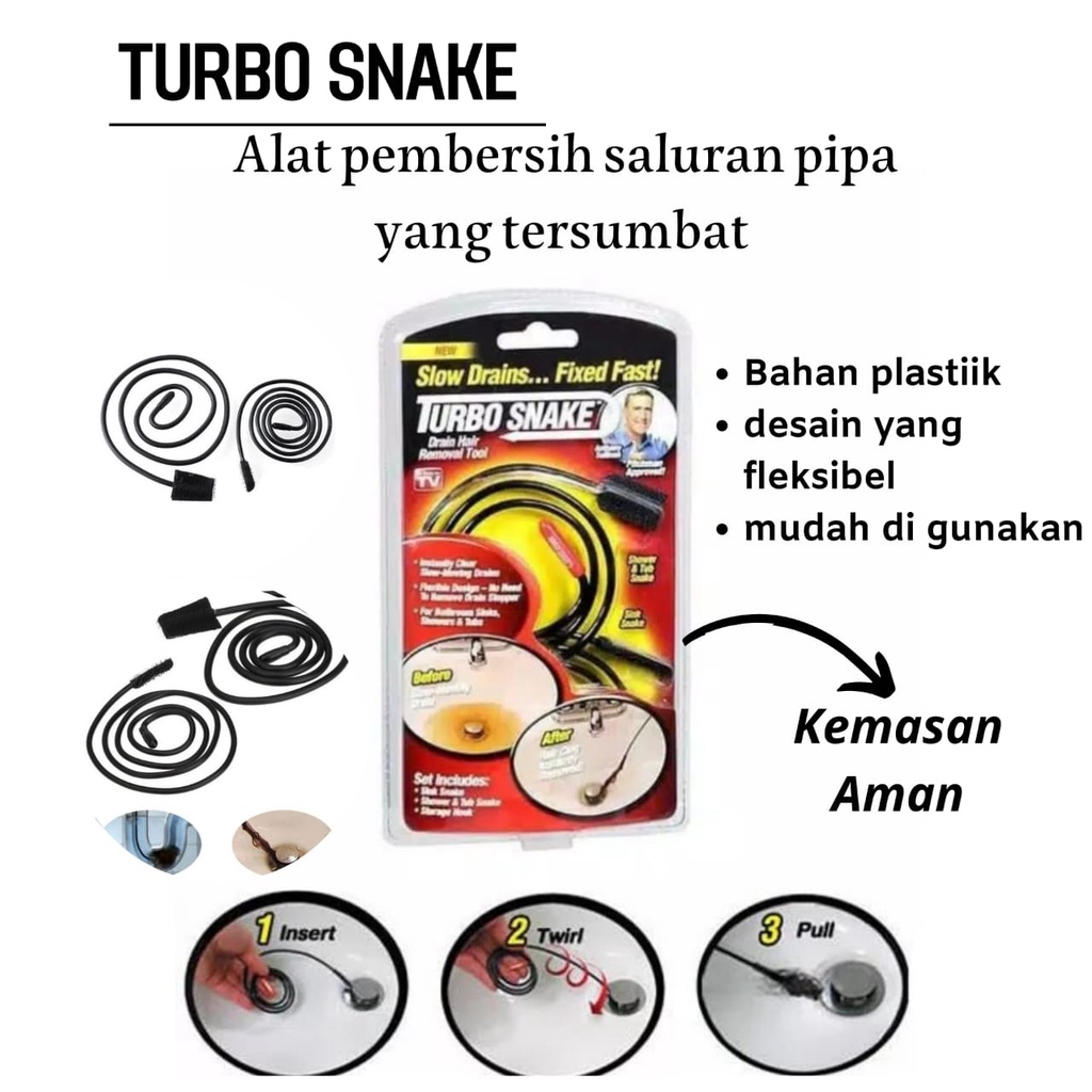 Turbo Snake - Alat Pembersih Saluran Pipa Kamar Mandi Tersumbat