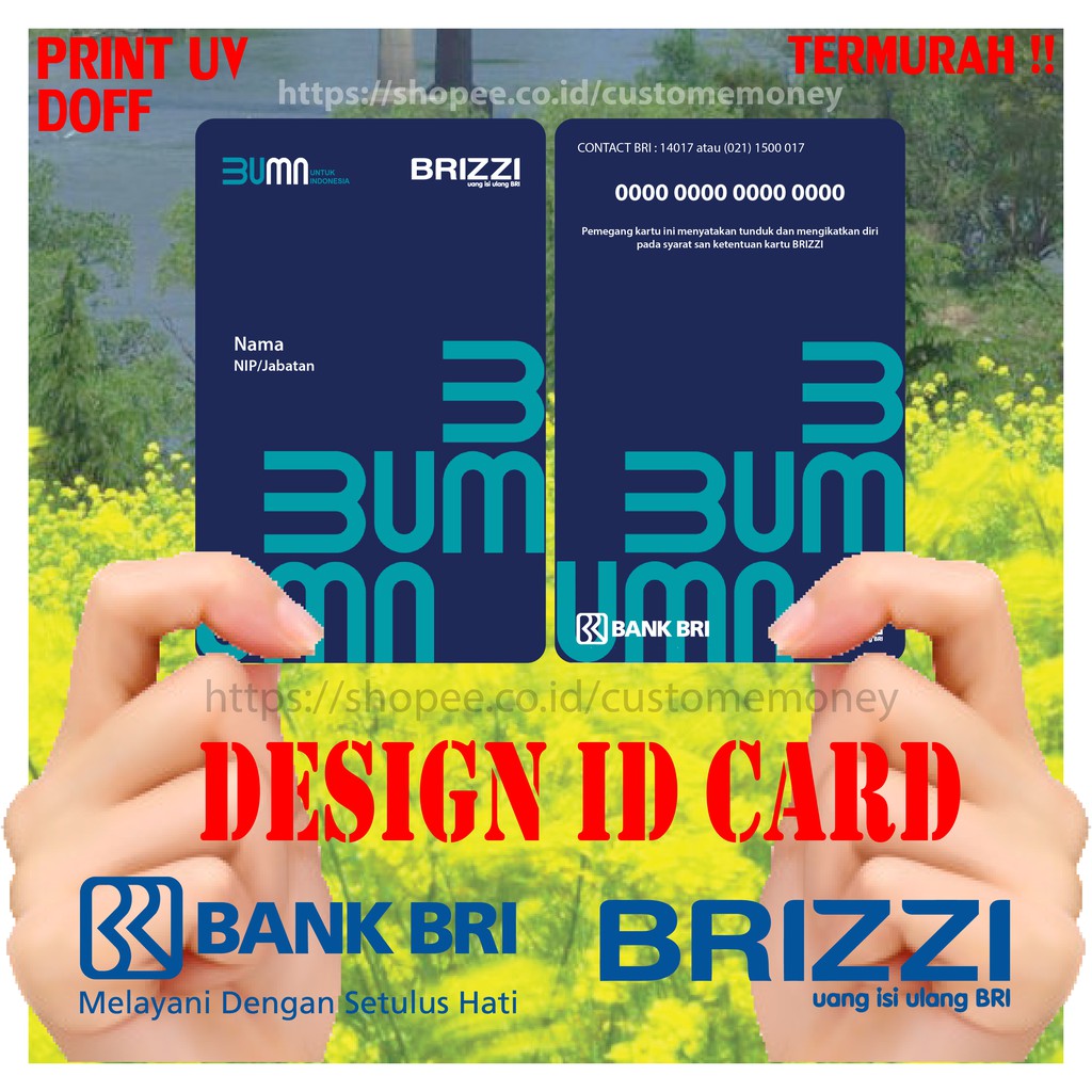 KARTU E MONEY E TOLL ID CARD BRI BRIZZI TERBARU NEW BUMN ID CARD PEGAWAI BRI  - 2 SISI