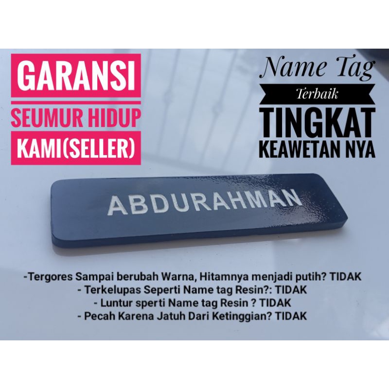 @NAME TAG TERBAIK - Paling Awet - Ter Awet  - Durable - Tahan Lama - Tidak Gampang Rusak - Bergaransi Seumur Hidup Seller -Pengait Peniti &amp; Magnet Terkuat #Name Tag Indonesia #Name Tag Bergaransi #Name Tag Berkualitas