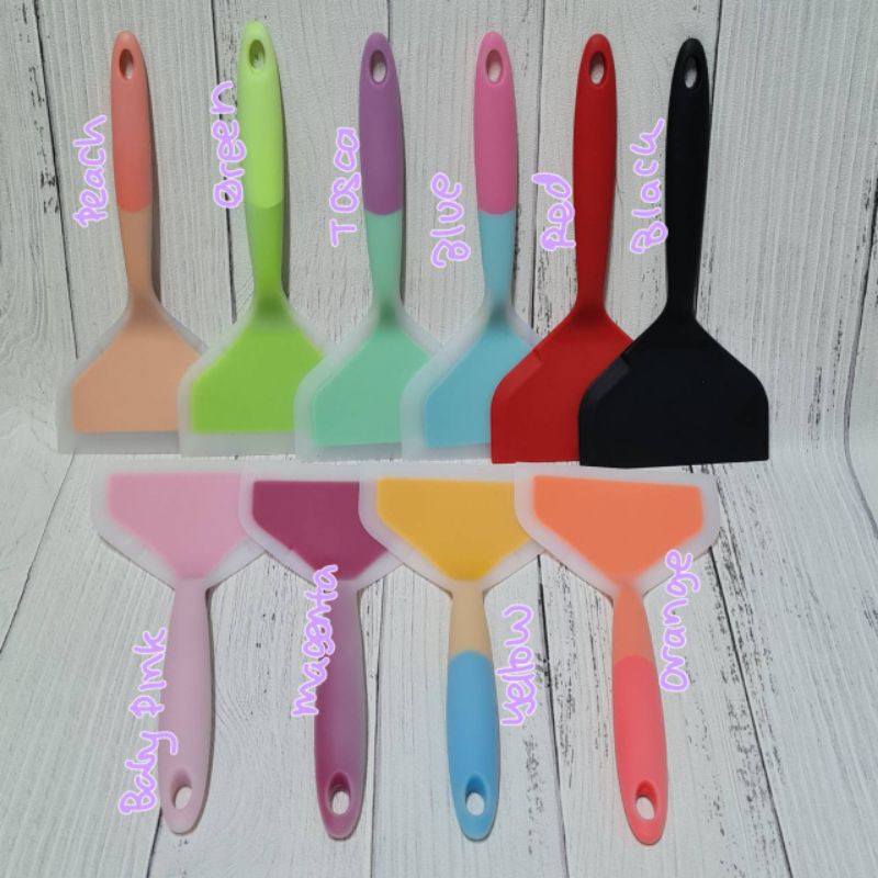 silicone spatula WIDE turner lebar 12cm / spatula teflon kotak / spatula egg tamago
