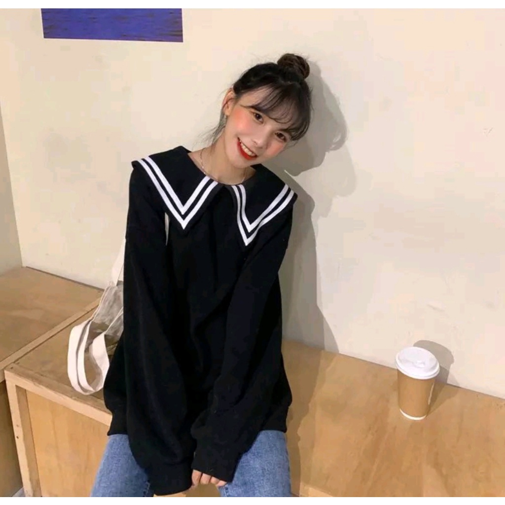 TERBARU PULMA TOP SWEATER OBLONG CREWNECK KERAH JAPAN