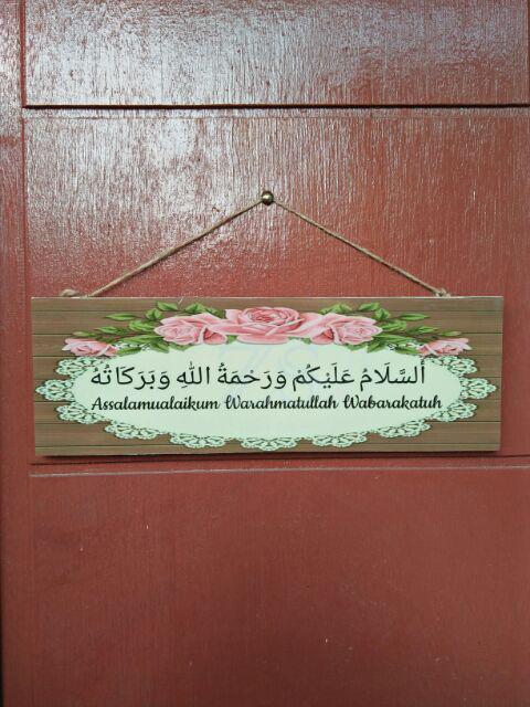 Pajangan Poster Kayu Gantungan Shabbychic Dekorasi Rumah Lafaz Salam Art