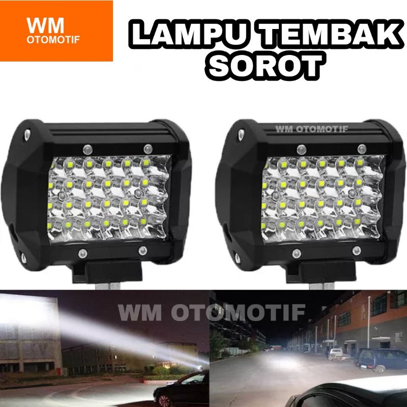 Lampu LED CWL Tembak Sorot Work Light 24 Mata 4 Susun Bar CREE Waterproof Motor Mobil High Grade Offroad 24 Titik OWL LightBar Senja Putih Cutoff Kotak Jeep Headlight Headlamp Utama Depan