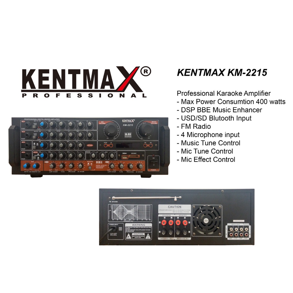 Power Amplifier Karaoke Kentmax KM 2215 Original Kentmax KM-2215 Ampli