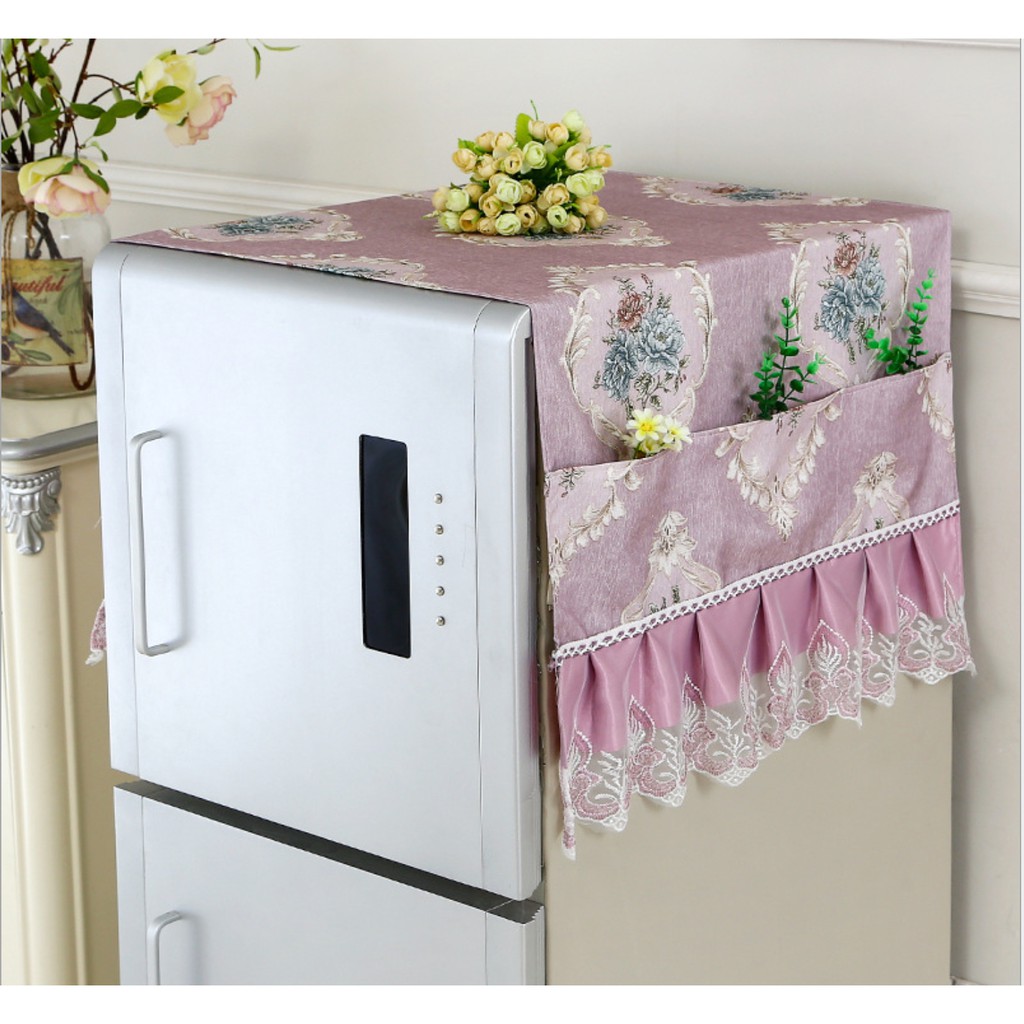 Shabby Lace Refrigerator Cover / Penutup Sarung Kulkas Elegant Vintage Tebal