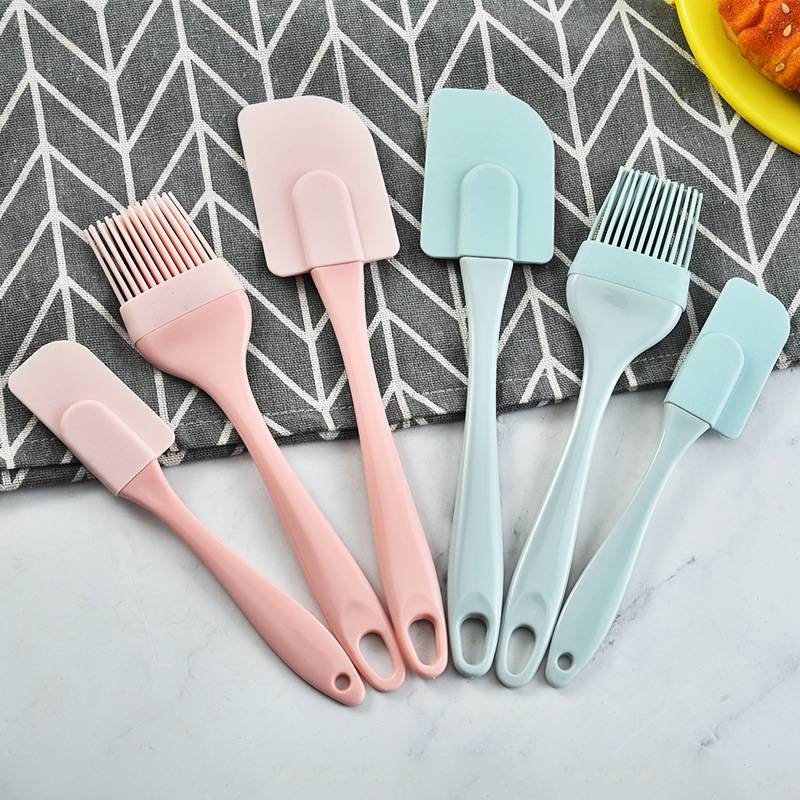 3pcs / Set Spatula Pengikis Krim / Mentega / Minyak Multifungsi Bahan Silikon Anti Lengket Untuk Alat Dapur