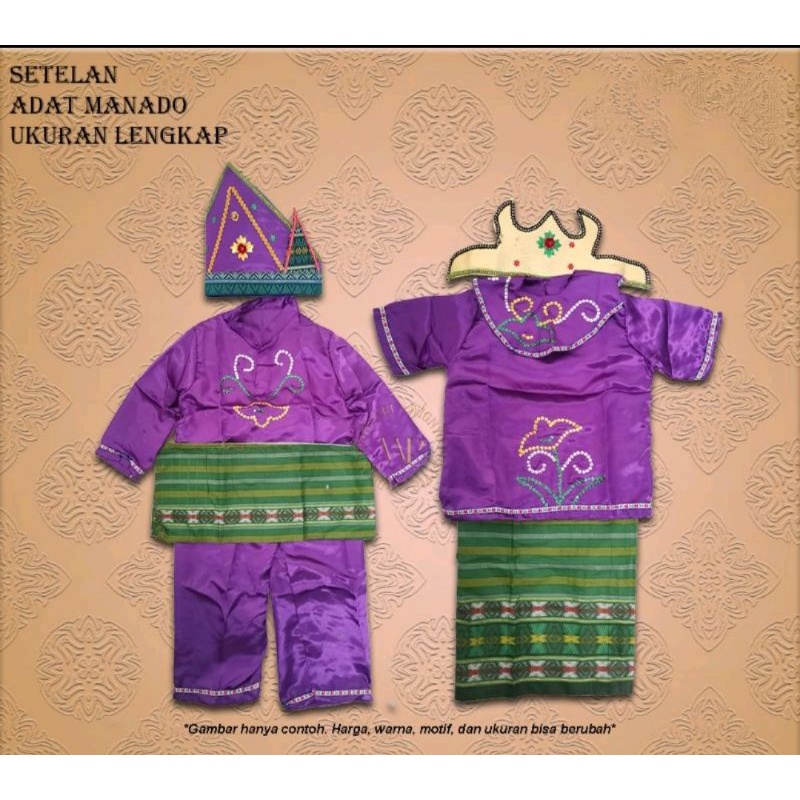 Setelan Couple Baju Adat Anak Manado Usia TK, SD, SMP