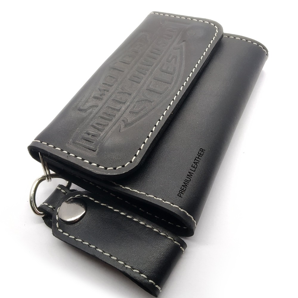 Dompet Kulit Pria Harley Davidson HD01-08 100% kulit asli Full UP Hitam Coklat Ukuran Tanggung 3/4